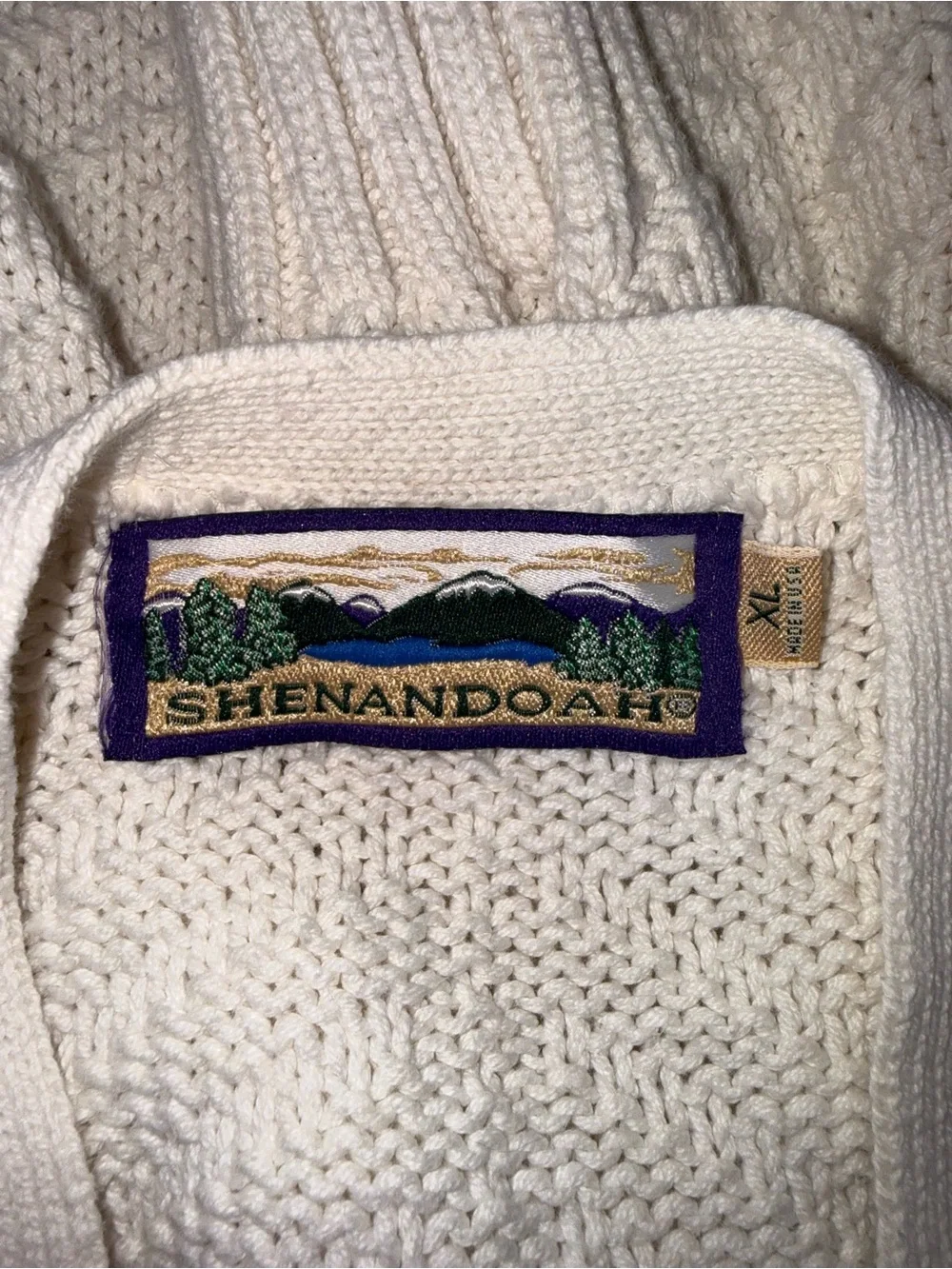 1880-Shenandoah Men's Cream V-Neck Button Front Cardigan Sweater